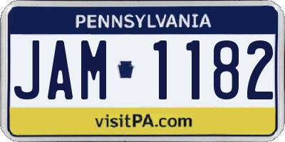 PA license plate JAM1182