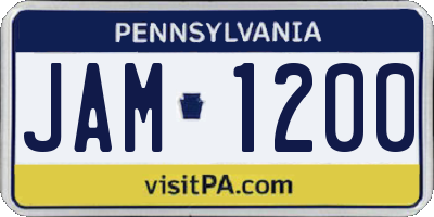 PA license plate JAM1200