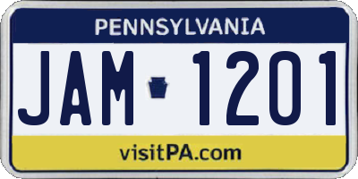 PA license plate JAM1201