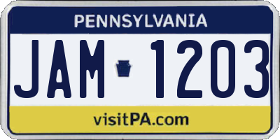 PA license plate JAM1203