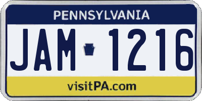 PA license plate JAM1216