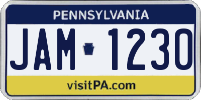 PA license plate JAM1230