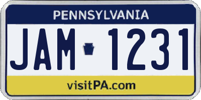 PA license plate JAM1231