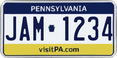 PA license plate JAM1234