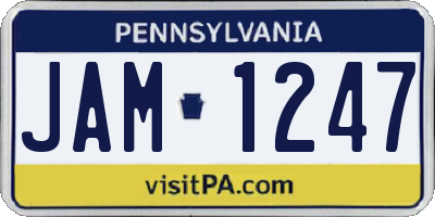 PA license plate JAM1247