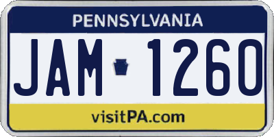 PA license plate JAM1260