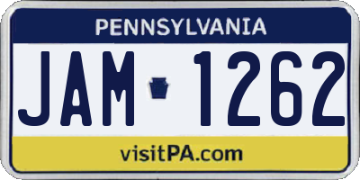 PA license plate JAM1262