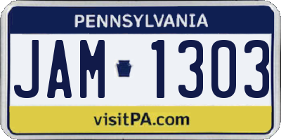 PA license plate JAM1303