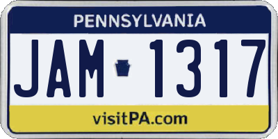 PA license plate JAM1317