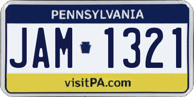 PA license plate JAM1321