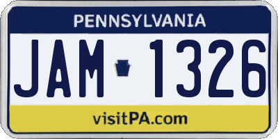 PA license plate JAM1326