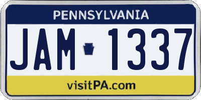 PA license plate JAM1337