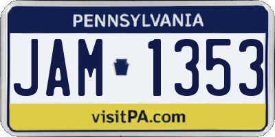 PA license plate JAM1353