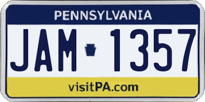 PA license plate JAM1357