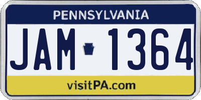 PA license plate JAM1364