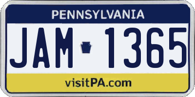 PA license plate JAM1365