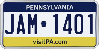 PA license plate JAM1401