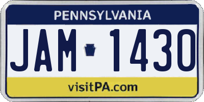 PA license plate JAM1430