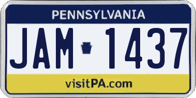 PA license plate JAM1437