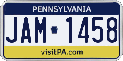 PA license plate JAM1458