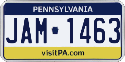 PA license plate JAM1463