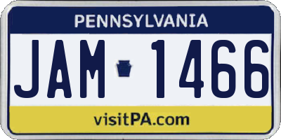 PA license plate JAM1466