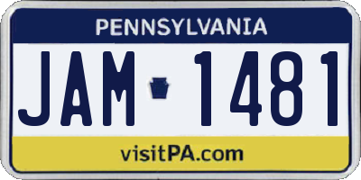 PA license plate JAM1481