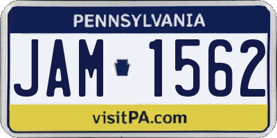 PA license plate JAM1562