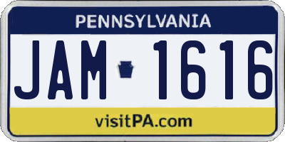 PA license plate JAM1616