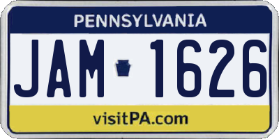 PA license plate JAM1626