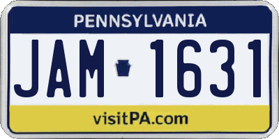 PA license plate JAM1631