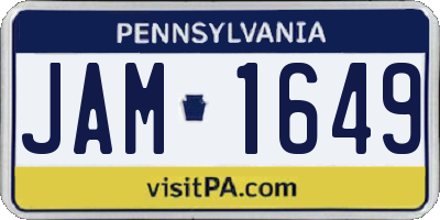 PA license plate JAM1649