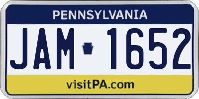PA license plate JAM1652