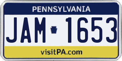 PA license plate JAM1653