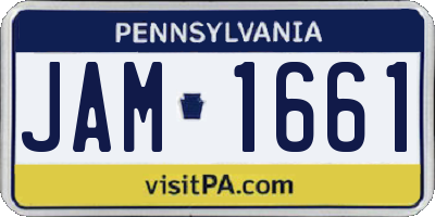 PA license plate JAM1661