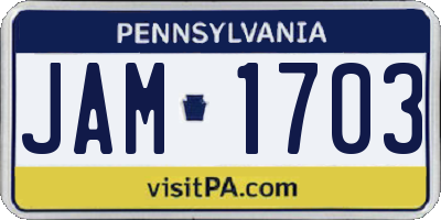 PA license plate JAM1703