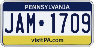 PA license plate JAM1709