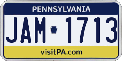 PA license plate JAM1713
