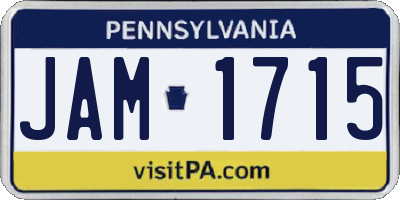 PA license plate JAM1715