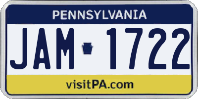 PA license plate JAM1722