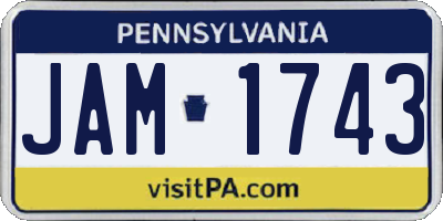 PA license plate JAM1743