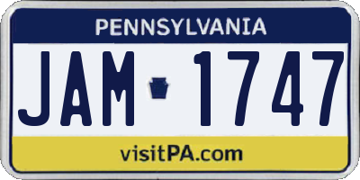 PA license plate JAM1747