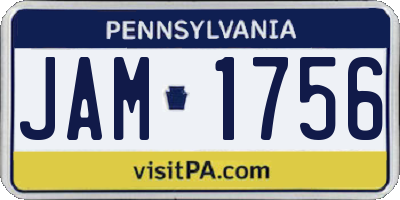 PA license plate JAM1756