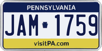PA license plate JAM1759
