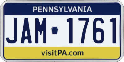 PA license plate JAM1761