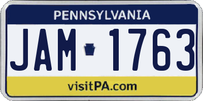 PA license plate JAM1763