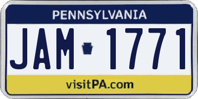 PA license plate JAM1771