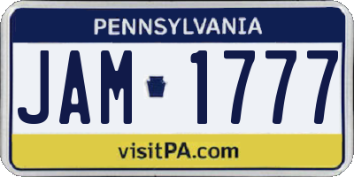 PA license plate JAM1777