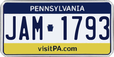 PA license plate JAM1793