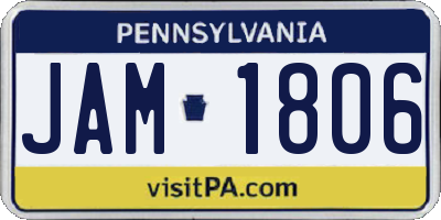 PA license plate JAM1806